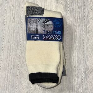 Therma SOCKS 10-13 Men's Black Cream Heather Gray Socks - 2 Pairs